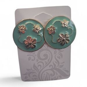 Vintage Blue Floral Stud Earrings Silver Tone Something Blue Wedding Bride